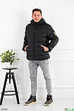 Чоловіча зимова чорна куртка з капюшоном, фото 4