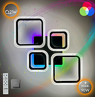 Світильник світлодіодний стельовий LUMINARIA OVAL RGB 90W 5S BLACK 220V IP20 люстра з пультом ДУ