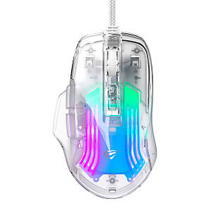 Ігрова миша дротова Havit HV-MS1011SE USB Transparent White