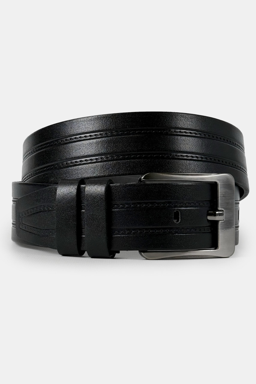 Шкіряний чоловічий ремінь Rivers 46 чорний 135 см, фото 1