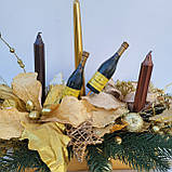 Композиція Новорічна з квітами, шампанським та  зі свічками на стіл. Підсвічник Новорічний., фото 6