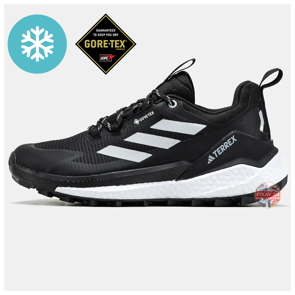 Чоловічі кросівки Adidas Terrex Free Hiker 2.0 Gore-Tex Termo Black White чорно-білі водонепроникні кросівки адідас терекс гортекс