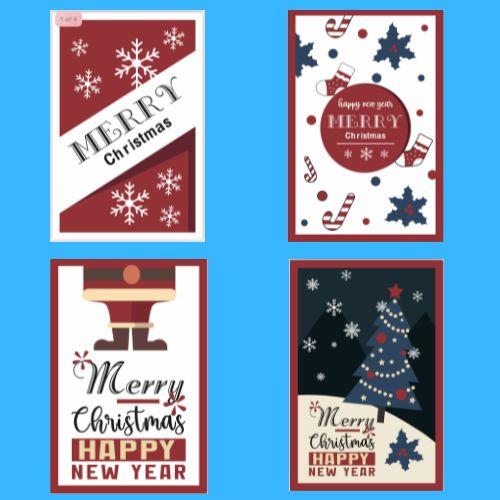 Новорічні бірки з отвором 60х40 мм (40 шт.) Merry Christmas /4 вида по 10 штук/