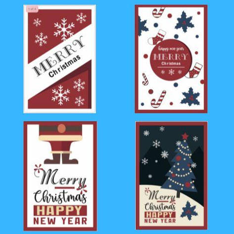 Новорічні бірки з отвором 60х40 мм (40 шт.) Merry Christmas /4 вида по 10 штук/, фото 1