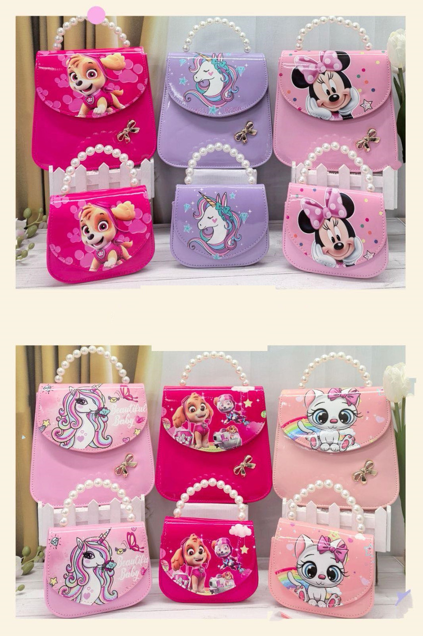 Дитяча сумочка і рюкзак комплект 2 в 1 20*20 см з довгим ремінцем принт у різних варіантах Nina, фото 1