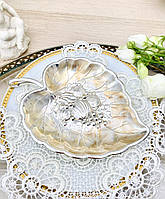 Посрібнлена цукерниця у формі листка, горішниця, сріблення, Німеччина, вінтаж