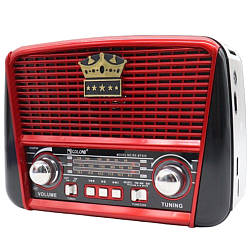 Радіоприймач акумуляторний з Bluetooth, MP3 та ліхтариком, Golon RX-BT455S AM, Червоний із золотим / Портативне радіо