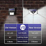 IOTSES 【4 шт.】 Сонячні охоронні світильники на відкритому повітрі, модернізовані 100 світлодіодів 270° ширококутні 3 режими, фото 6