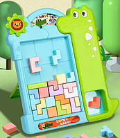 Большой Детский Тетрис Конструктор Крокодил Зеленый Розовый Тетрис-конструктор Головоломка Зеленый Toyvoo