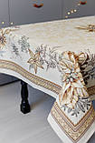 Скатертина на Новорічний стіл 135х140 см. гобеленова з люрексом, фото 2