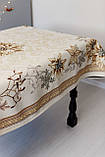 Скатертина на Новорічний стіл 135х140 см. гобеленова з люрексом, фото 3