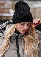Жіноча Шапка Стаф Чорна Однотонна Зимова Базова Staff Black Basic Ador