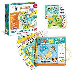 Дитяча Електровікторина Двомовна укр та анг мови перші знання 6 карток 12 завдань відповіді на завдання на картках уп 32*31*4,5см
