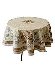 Скатертина Новорічна Ø136 см. кругла гобелен з люрексом, фото 10