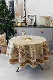 Скатертина Новорічна Ø136 см. кругла гобелен з люрексом, фото 9