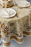 Скатертина Новорічна Ø136 см. кругла гобелен з люрексом, фото 8