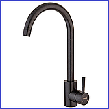 Змішувач для кухні ЧОРНИЙ камінь з нержавіючої сталі Mixxus SUS-011 Stone Black (MI6209), фото 4