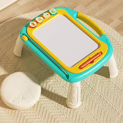 Дитячий набір для малювання Магнітний столик дошка 4 штампи зручні висувні ніжки кольорове поле 30х21 см