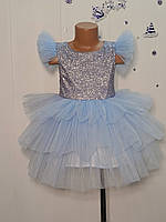 Святкова сукня для дівчинки блакитна, блискуча, пишна