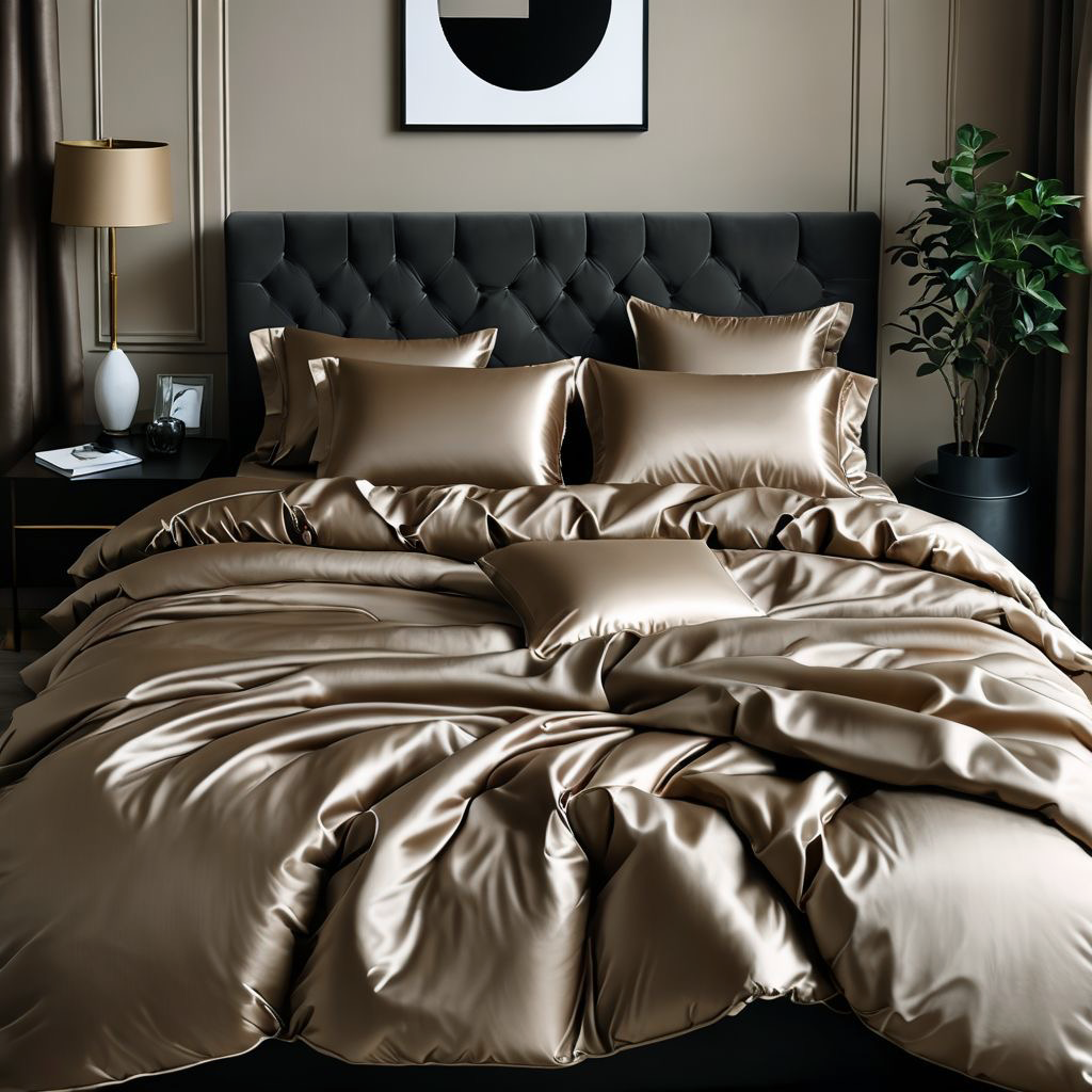 Простирадло 150х220 (Сатин Premium) | Полуторне простирадло від виробника "Королева Ночі" | Однотонний темно-бежевий, фото 1