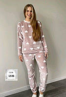 Піжама жіноча велсофт Victoria принт Сердечка