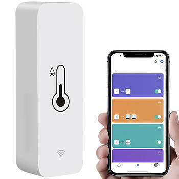Датчик температури та вологості від батарейок, з WiFi, Tuya TH01 / Розумний аналізатор повітря / Термогігрометр