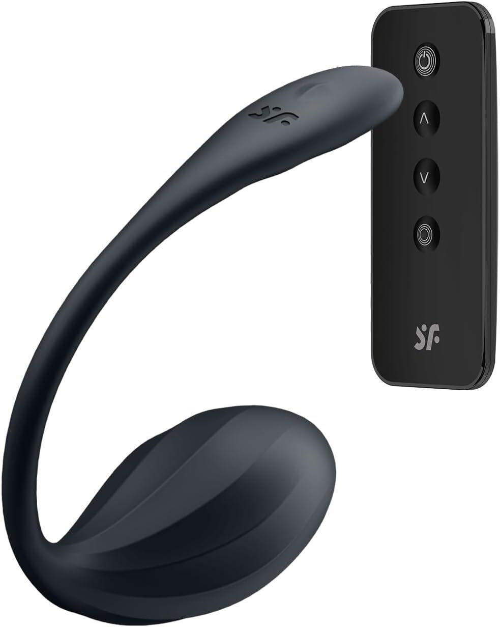 Виброяйцо Satisfyer Ribbed Petal Connect App Black