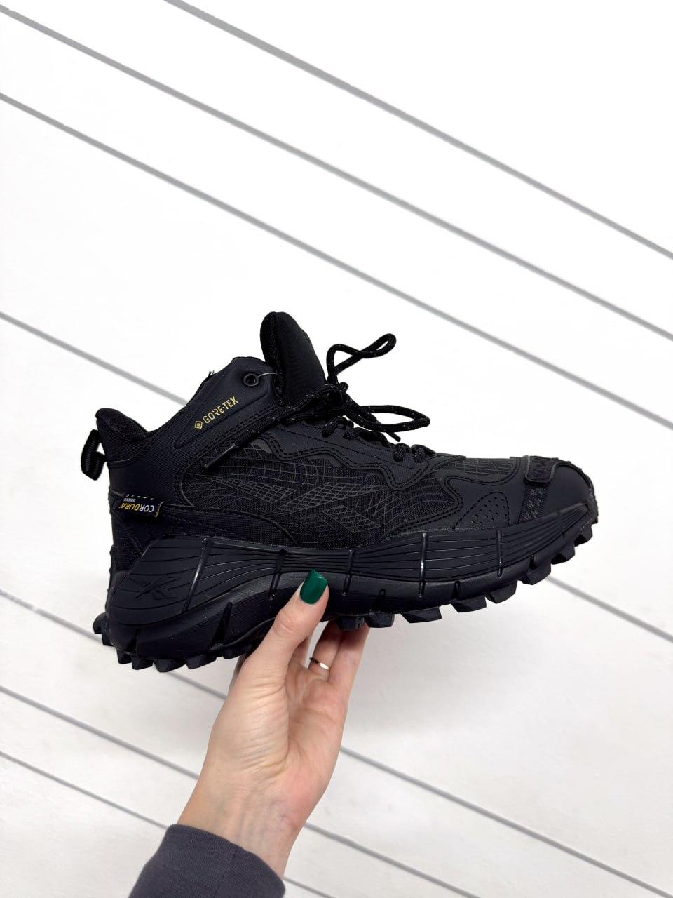 Зимові Чоловічі Кросівки Reebok Zig Kinetica 2.5 Edge High / Рибок Зіг Кінетика 2.5 Едж Високі Чорні (Хутро)