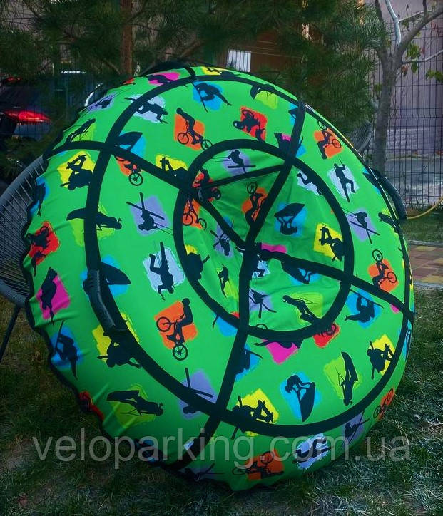 Тюбінг (ваташка) 100 і 120 см, з камерою, надувні санки дитячі, крижана пВХ, плюшка зелений салатовий спорт