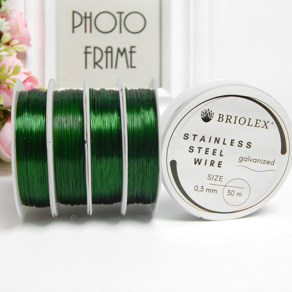 Дріт для бісероплетіння 0,3 мм, довжина 30 м, зелений