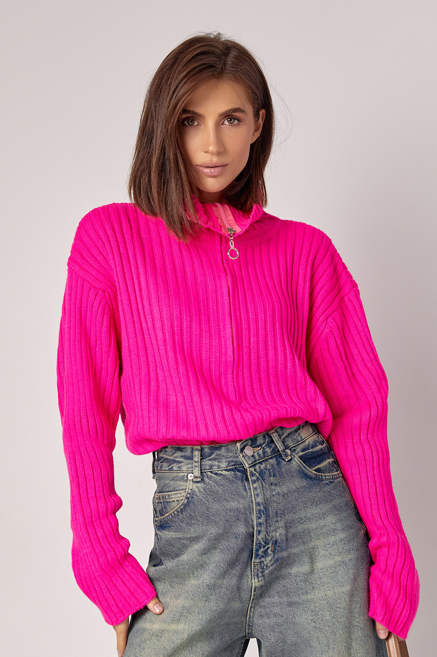 Жіночий в'язаний светр із коміром, фото 1