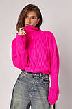 Жіночий в'язаний светр із коміром, фото 5