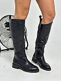 Чоботи жіночі шкіряні чорного кольору зимові, фото 2