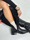 Чоботи жіночі шкіряні чорного кольору зимові, фото 5