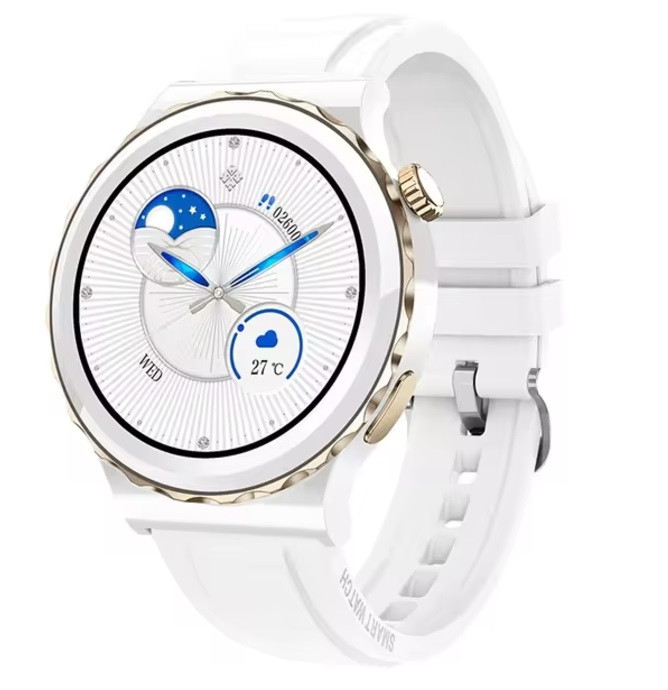 Женские белые смарт часы Smart Uwatch Diamond Gold Silicone