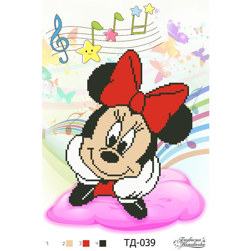 Схема картини "Мінні Маус" (Серія: Міккі Маус та його друзі) для вишивки бісером на тканині (ТД-039), фото 1