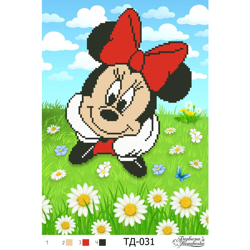 Схема картини "Мінні Маус" (Серія: Міккі Маус та його друзі) для вишивки бісером на тканині (ТД-031), фото 1