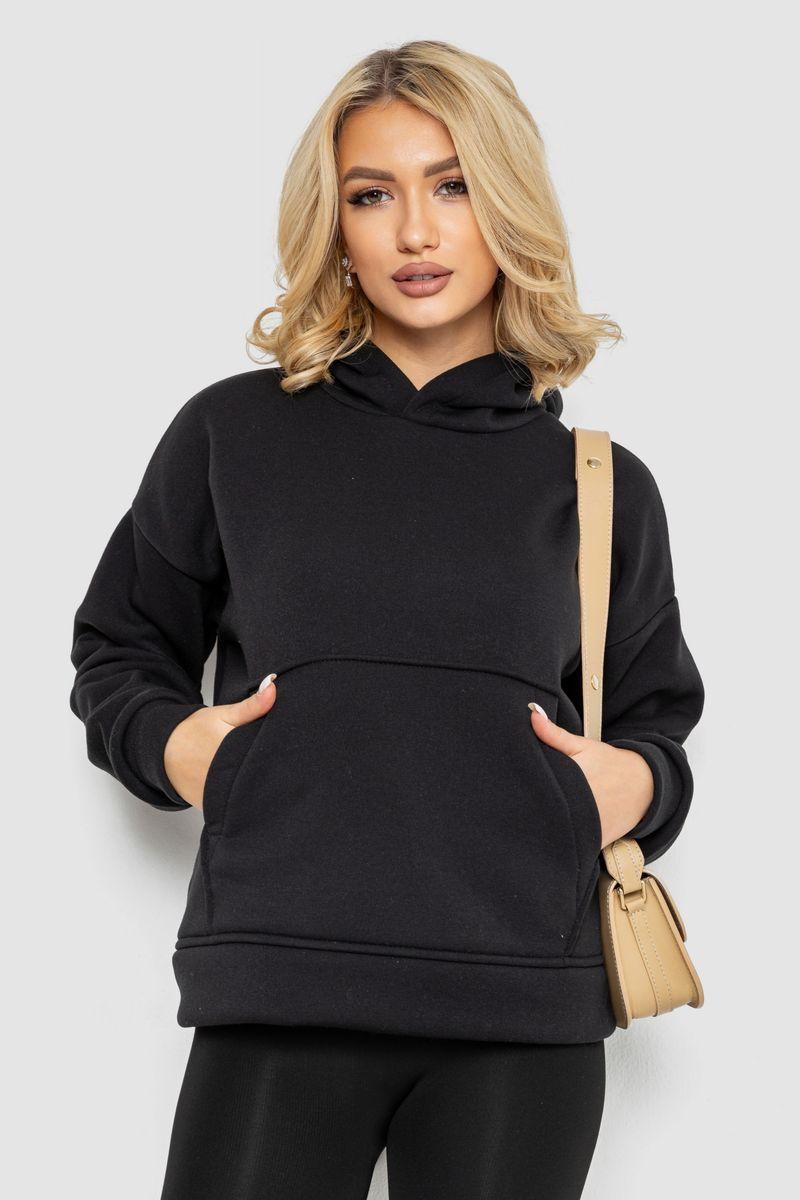 Худі жіночий на флісі, колір чорний, 177R057, фото 1