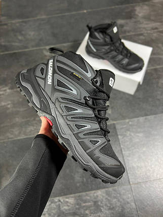 Зимові Чоловічі Кросівки Salomon Speed Cross Pro Black Grey / Саломон Спід Крос Про Чорні з Сірим (Хутро), фото 1
