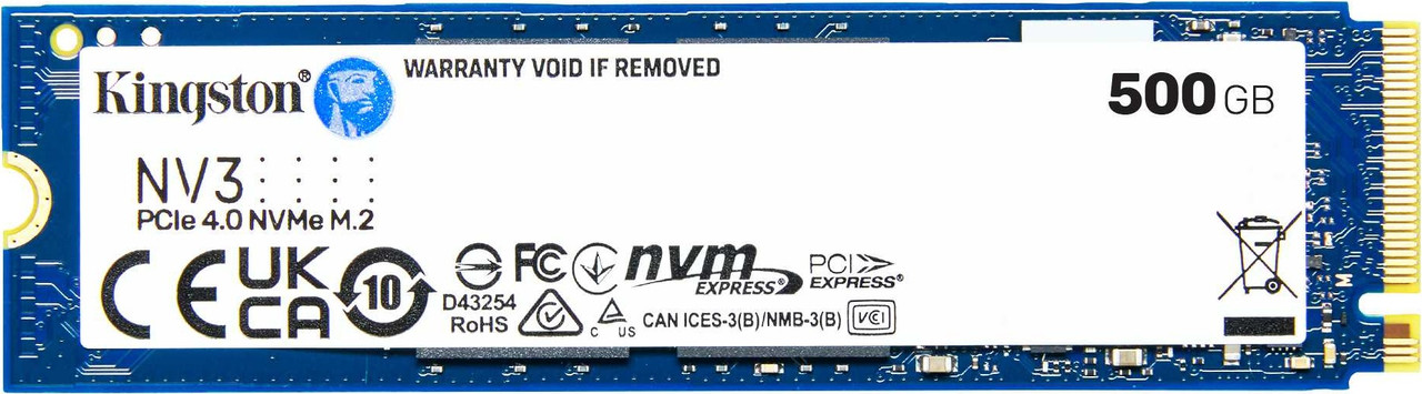 Накопичувач SSD 500 GB Kingston NV3 M.2 2280 PCIe 4.0 x4 NVMe 3D TLC (SNV3S/500G), фото 1