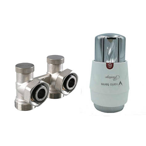 Комплект Vario Term Standard тип V Prestige (білий/хром) кутовий PRNYGS0201C/FK) (with nipples), фото 1