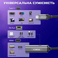 Адаптер USB-C на HDMI 4K@60Hz і USB-C PD JSAUX HB0201