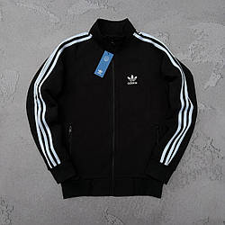 Олімпійка жіноча зимова Adidas флісова кофта на блискавці адідас чорна