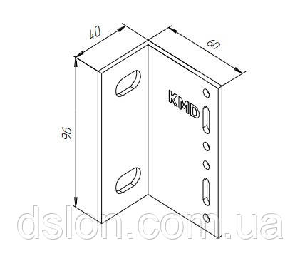 Кронштейн алюмінієвий KMD 60*100*40MS без прищіпки, фото 1