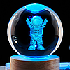 Світлодіодний нічник Кришталева куля від USB, Космонавт / Світильник нічник для дітей / 3D нічник, фото 6