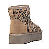 Уггі жіночі зимові замшеві на високій плоскій підошві та платформі і танкетці з хутром леопардові, фото 3