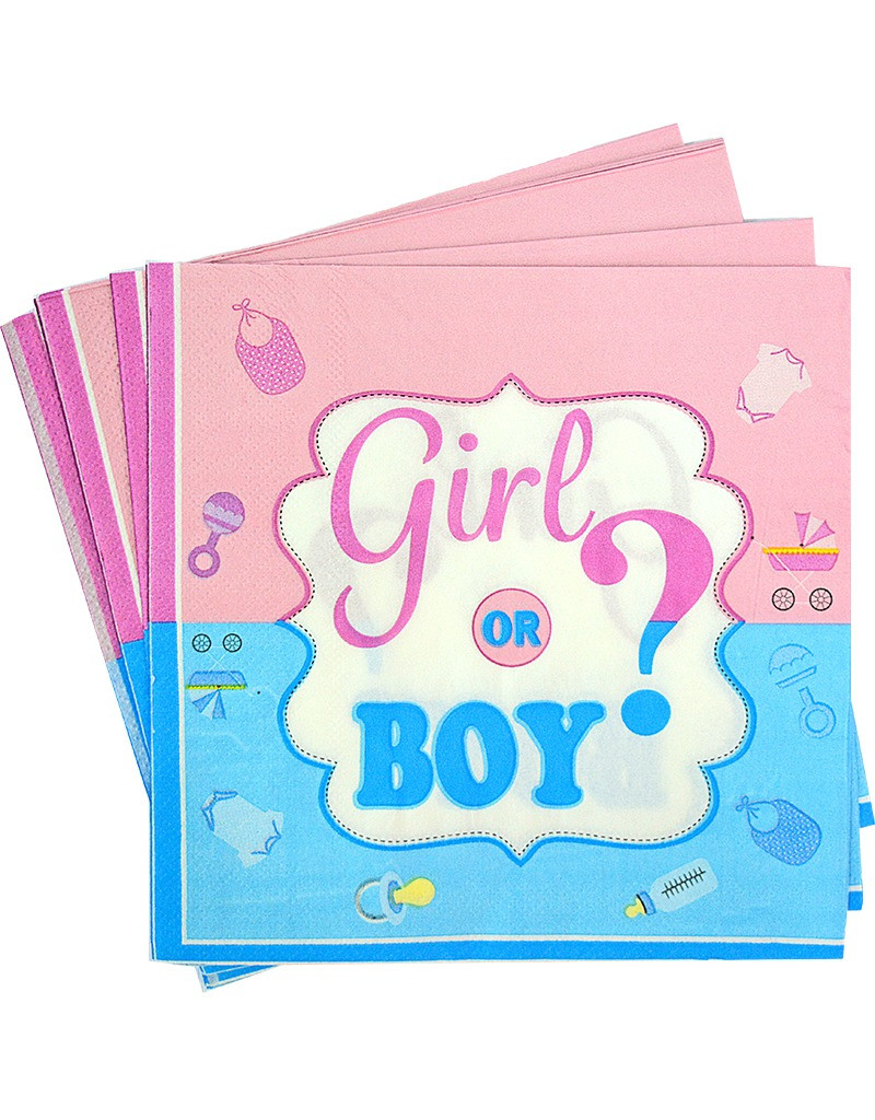 Серветки святкові на Гендер Паті Girl or Boy 20шт | Рожевий Блакитний