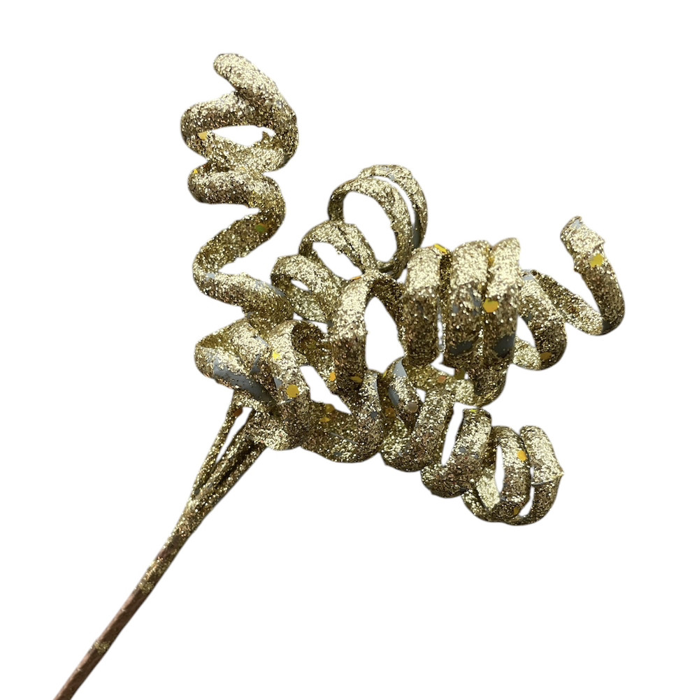 Новорічний декор гілочка спіраль 19 см золото, фото 1