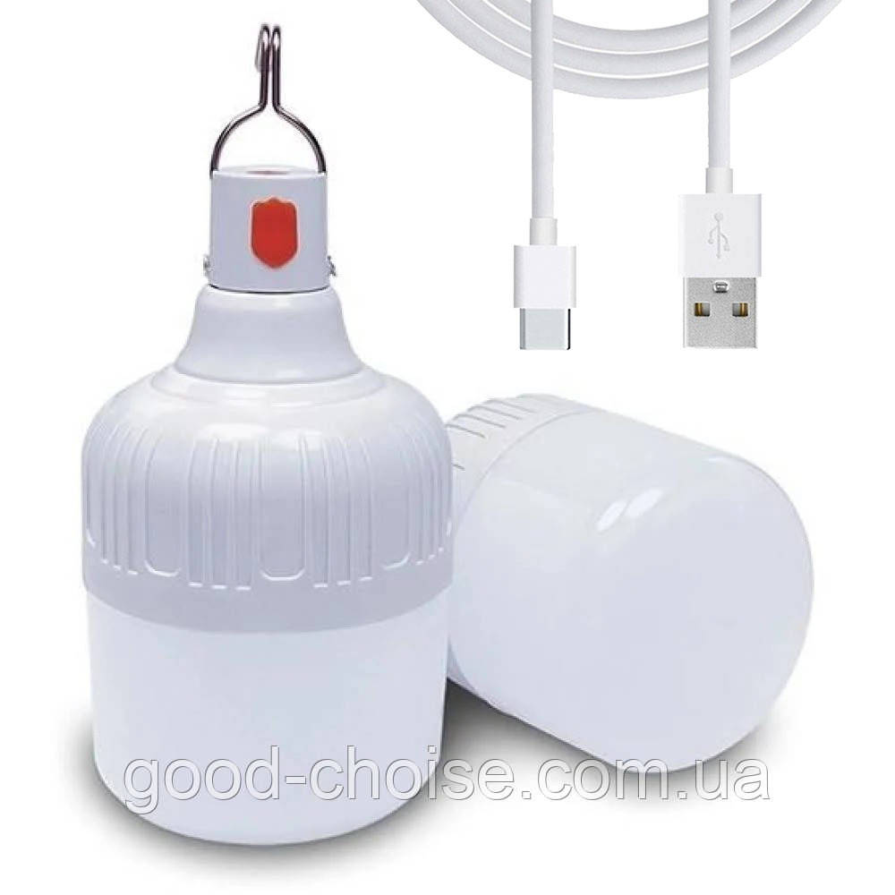 Кемпінгова лампа з гачком 9,5см 3 режими, USB, AKL-01 / Акумуляторна лампа аварійна / Підвісна лед лампа