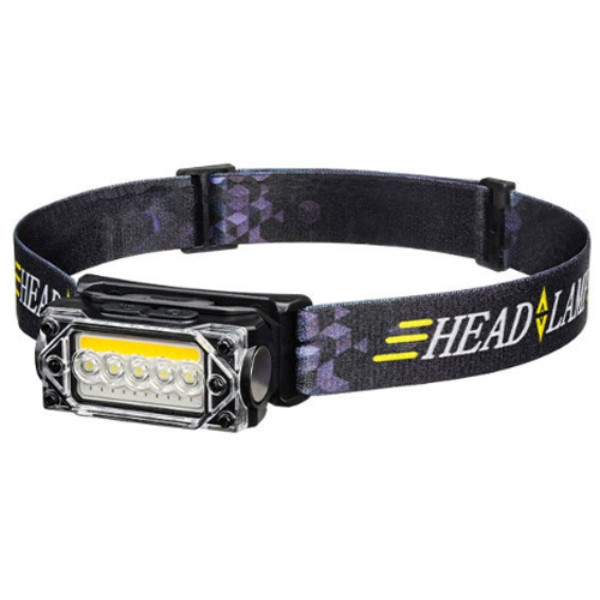 Ліхтар налобний з датчиком руху акумуляторний з магнітом YY-19С-5SMD+COB(white+yellow+red) Чорний